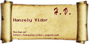 Hanzely Vidor névjegykártya